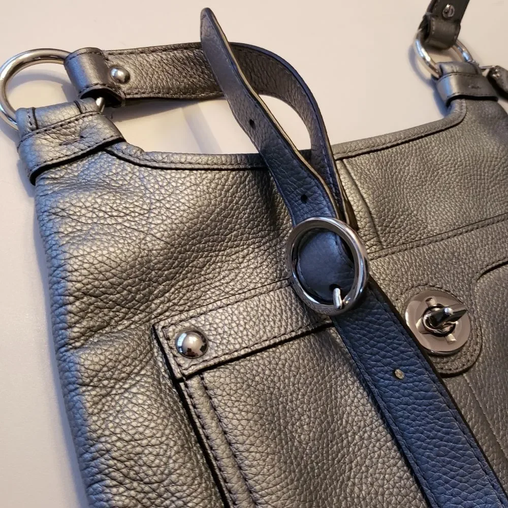 Coach Metallic Crossbody Silver Pewter Mid Size - Picture 15 of 16